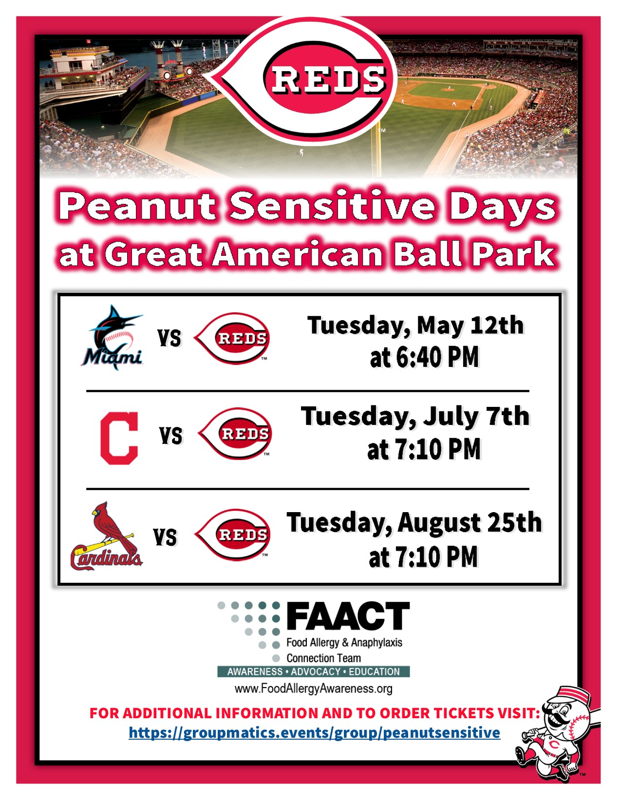 Programs, FAACT & Cincinnati Reds Peanut-Sensitive Games