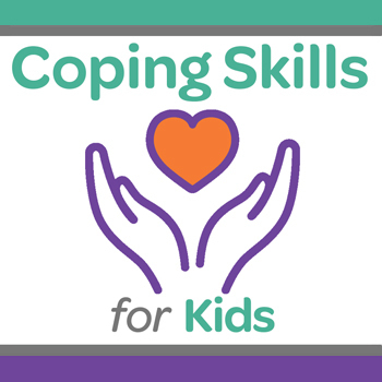 "Coping skills for kids" with hands with heart icon