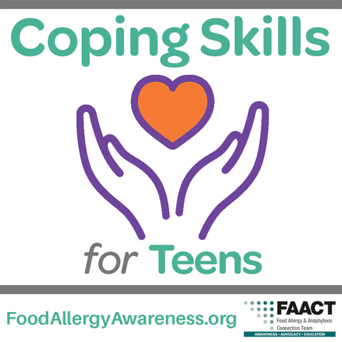 "Coping Skills for Teens" with hands with heart icon