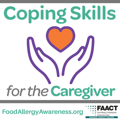 "Coping Skills for the Caregiver" with hands with heart icon