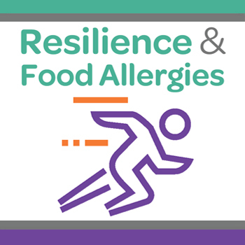 "Resilience and Food Allergies" with person running icon